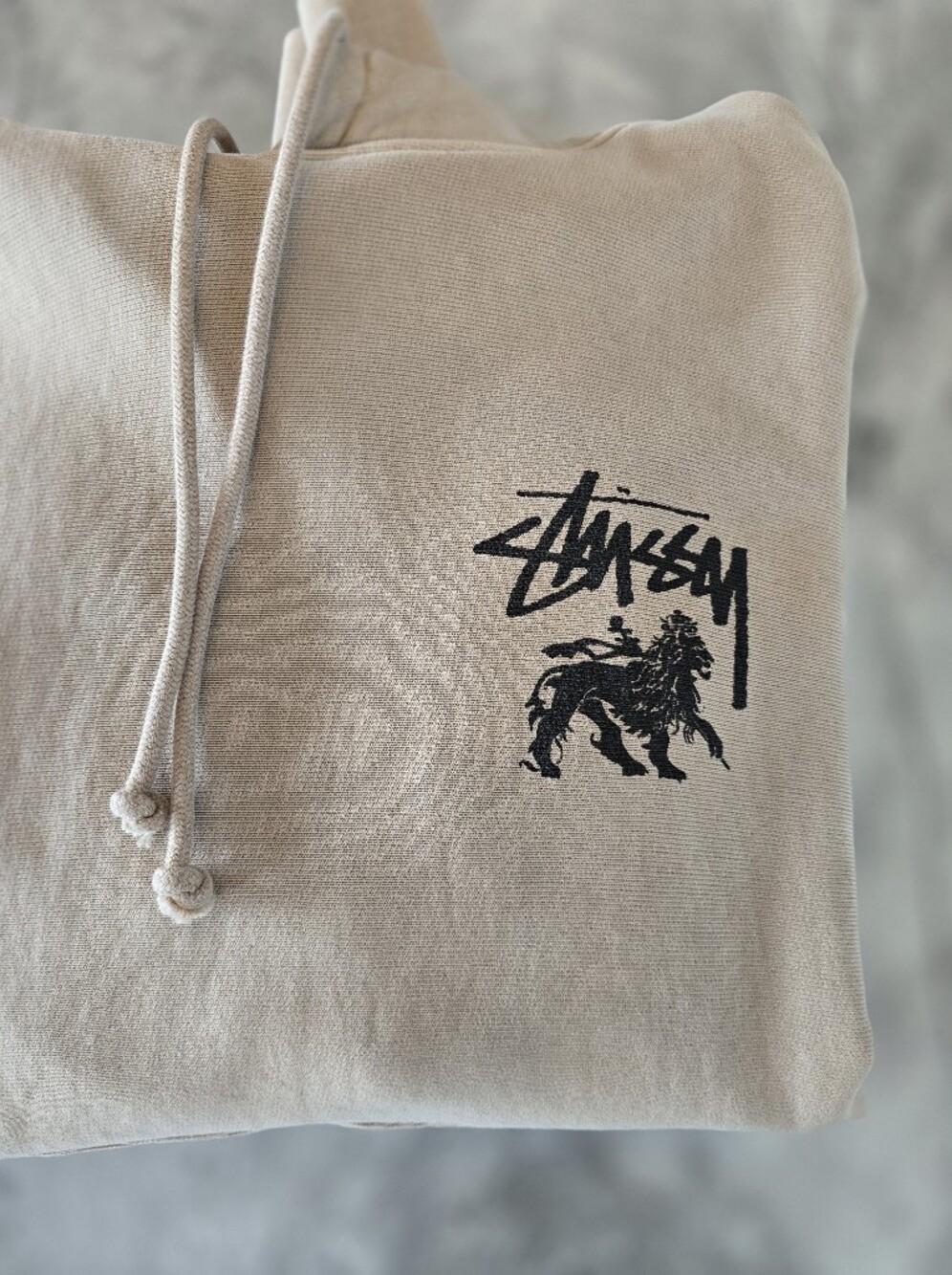 Stussy Men's Beige Logo Hoodie - Size Large - Picture 6 of 7